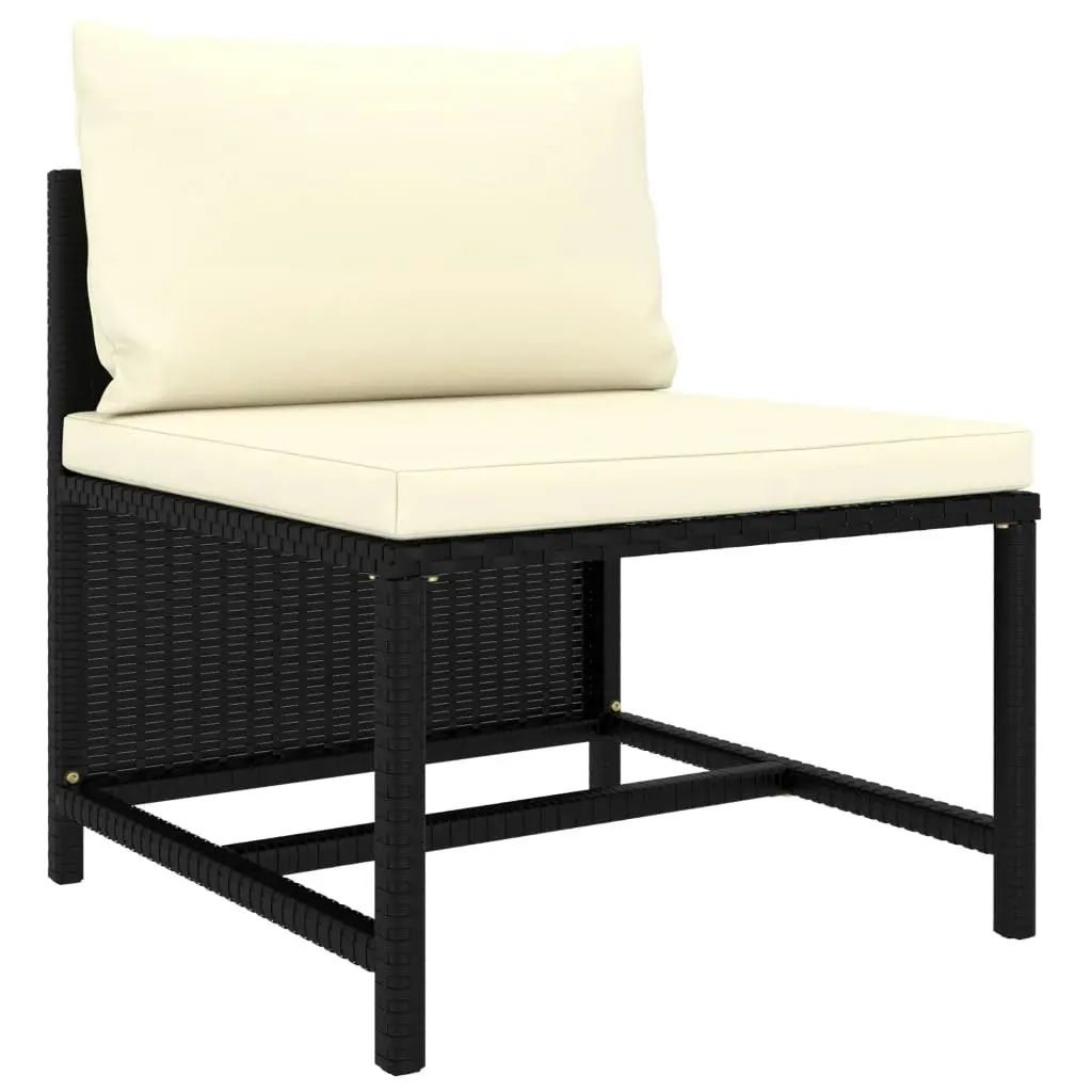 3-Seater Garden Sofa with Cushions Black Poly Rattan 313513