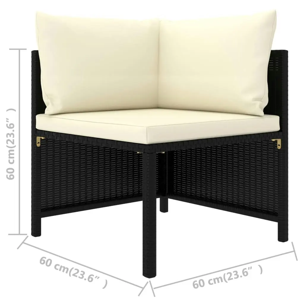 3-Seater Garden Sofa with Cushions Black Poly Rattan 313513