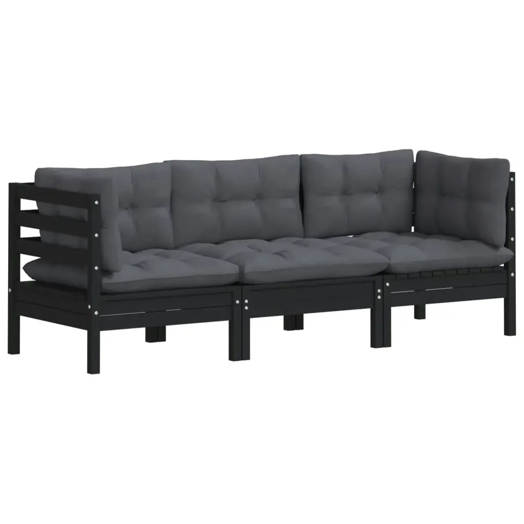 3-Seater Garden Sofa with Anthracite Cushions Solid Pinewood 3096104