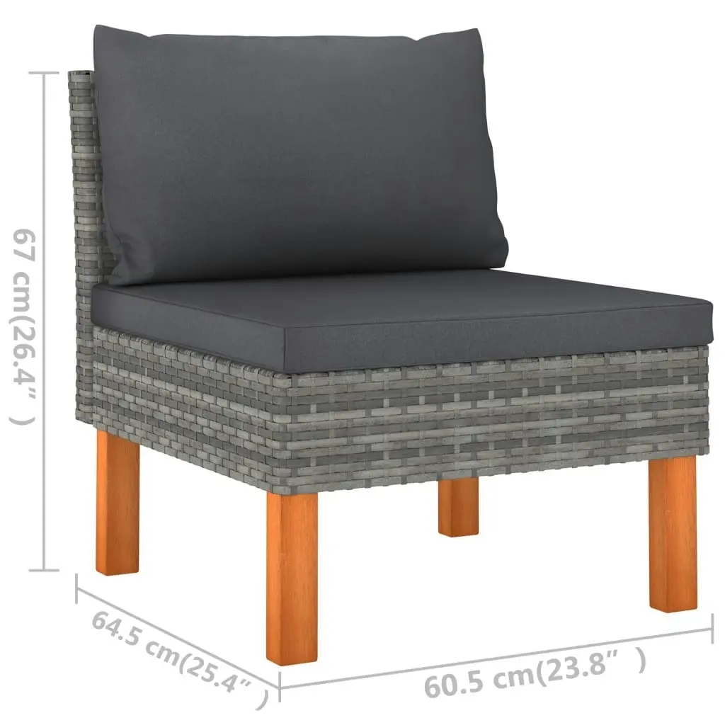 3-Seater Garden Sofa with Cushions Grey Poly Rattan 3059707