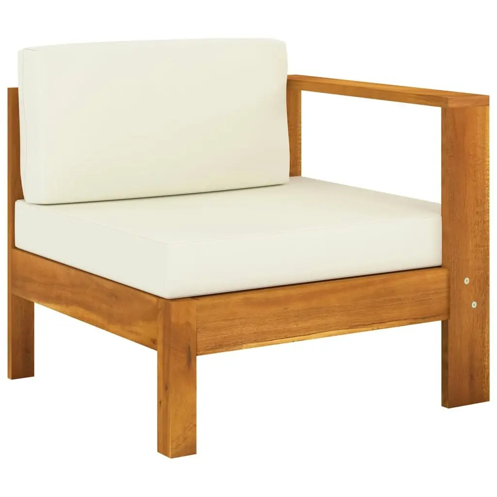 3-Seater Garden Sofa with Cream White Cushions Solid Acacia Wood 3057927