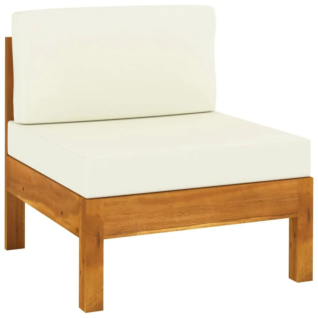 3-Seater Garden Sofa with Cream White Cushions Solid Acacia Wood 3057927