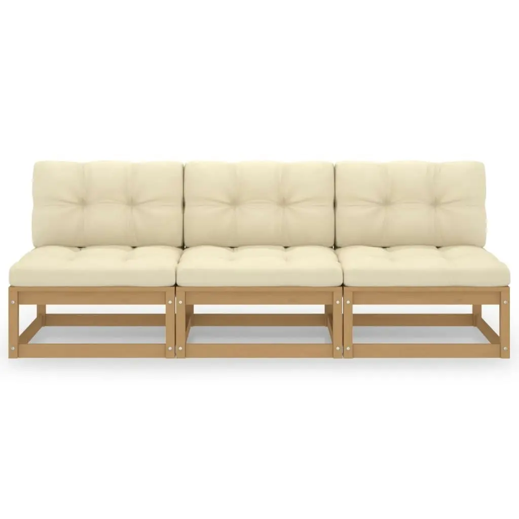 3-Seater Sofa with Cushions Solid Pinewood 3076352