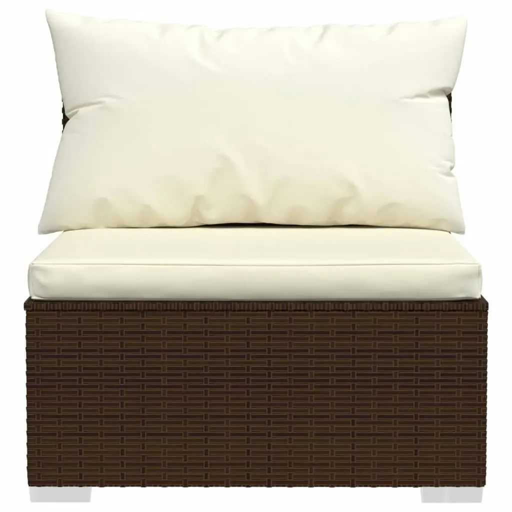 3-Seater Sofa with Cushions Brown Poly Rattan 317500