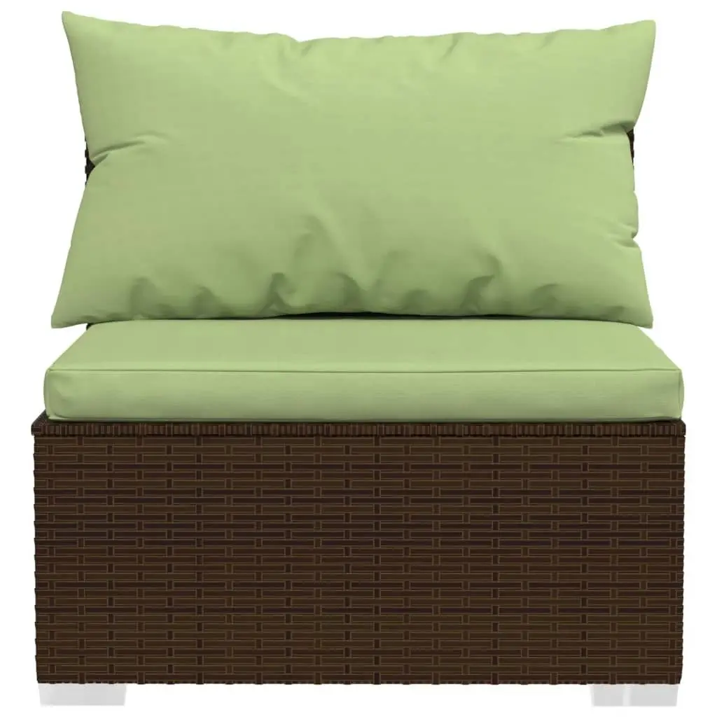 3-Seater Sofa with Cushions Brown Poly Rattan 317561