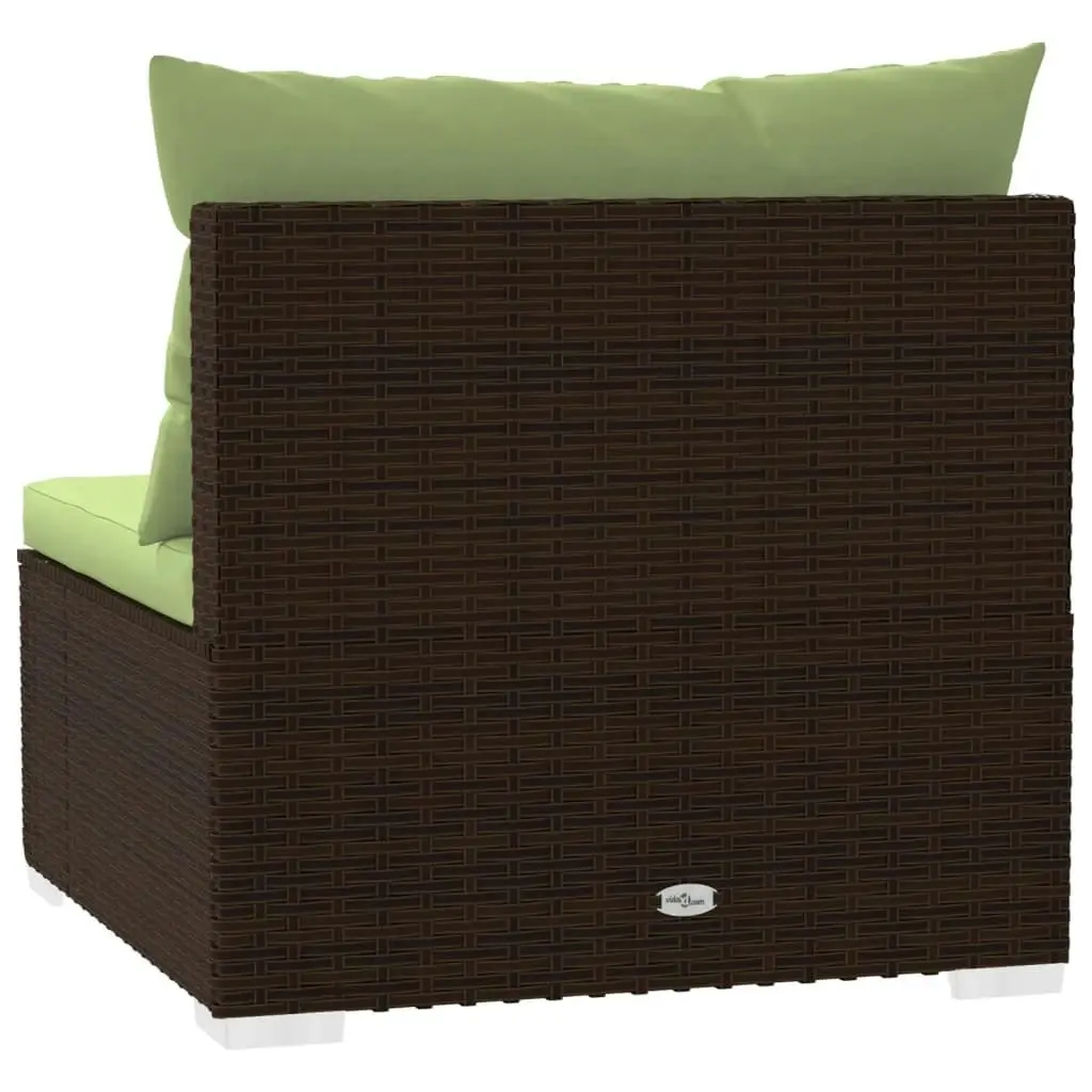 3-Seater Sofa with Cushions Brown Poly Rattan 317561