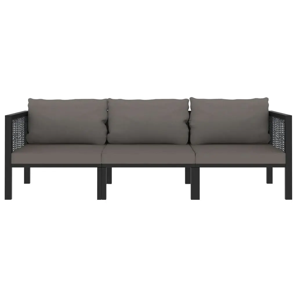 3-Seater Sofa with Cushions Anthracite Poly Rattan 49400