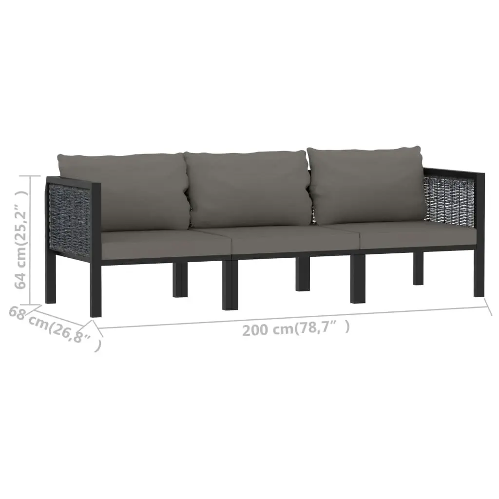 3-Seater Sofa with Cushions Anthracite Poly Rattan 49400