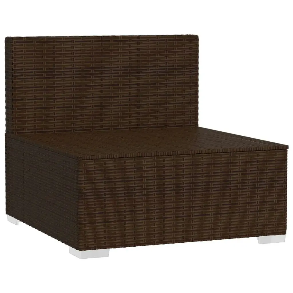 3-Seater Sofa with Cushions Brown Poly Rattan 317506