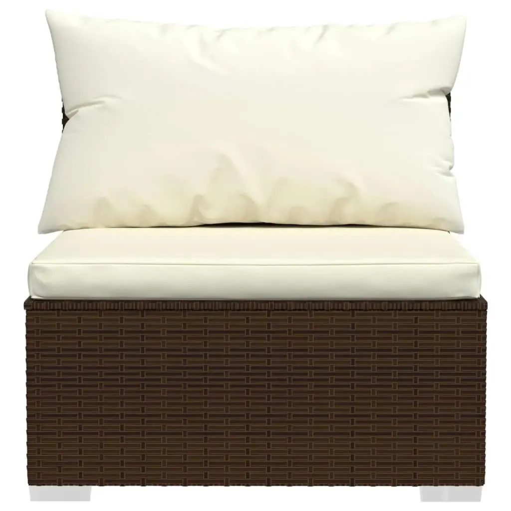 3-Seater Sofa with Cushions Brown Poly Rattan 317506