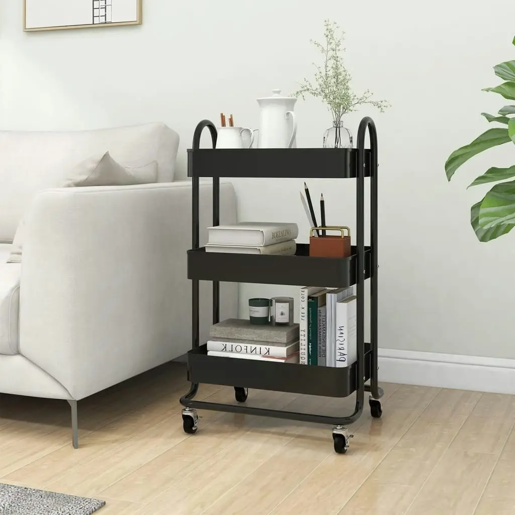 3-Tier Trolley Black 43x34x79 cm Steel 335865