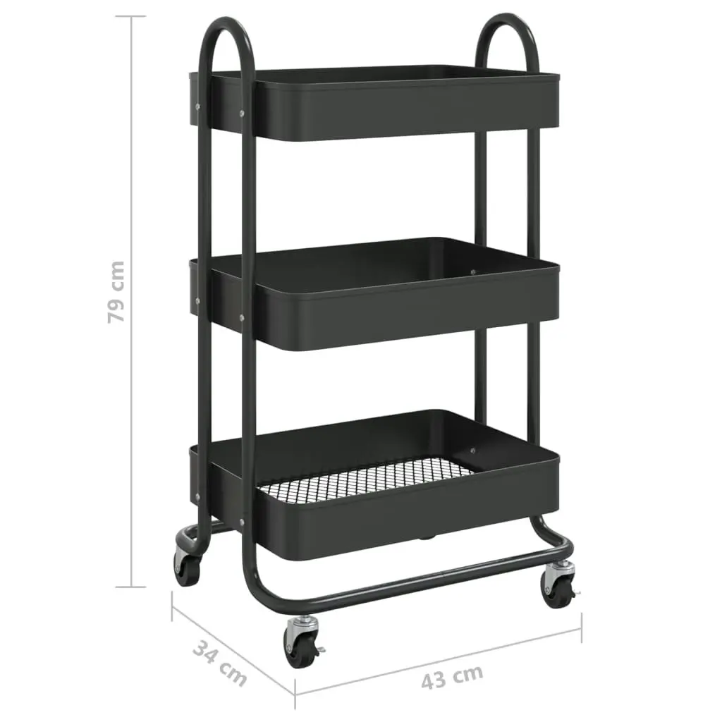 3-Tier Trolley Black 43x34x79 cm Steel 335865