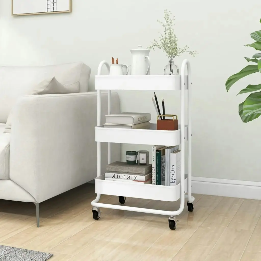 3-Tier Trolley White 43x34x79 cm Steel 335866