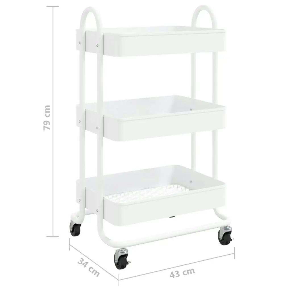 3-Tier Trolley White 43x34x79 cm Steel 335866