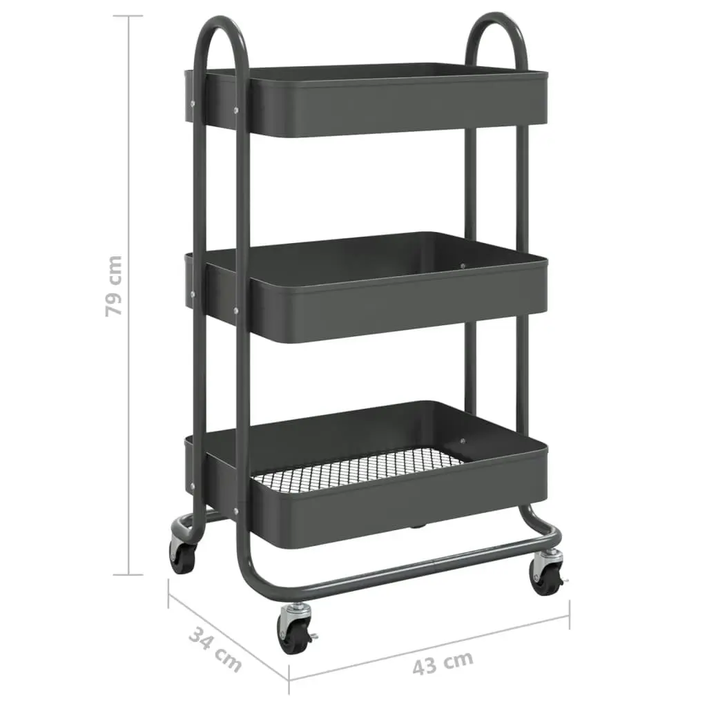 3-Tier Trolley Anthracite 43x34x79 cm Steel 335867