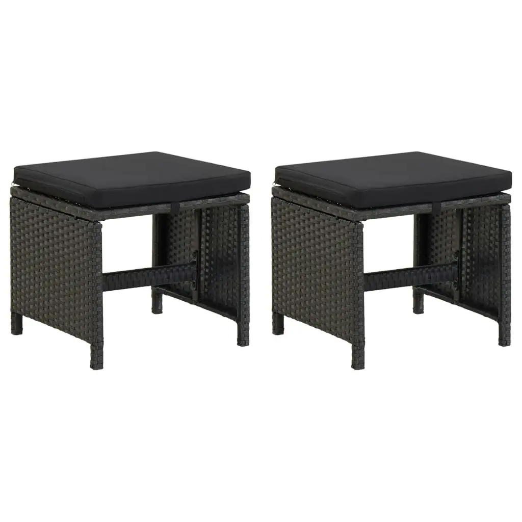 4 Piece Garden Chair and Stool Set Poly Rattan Black 316752