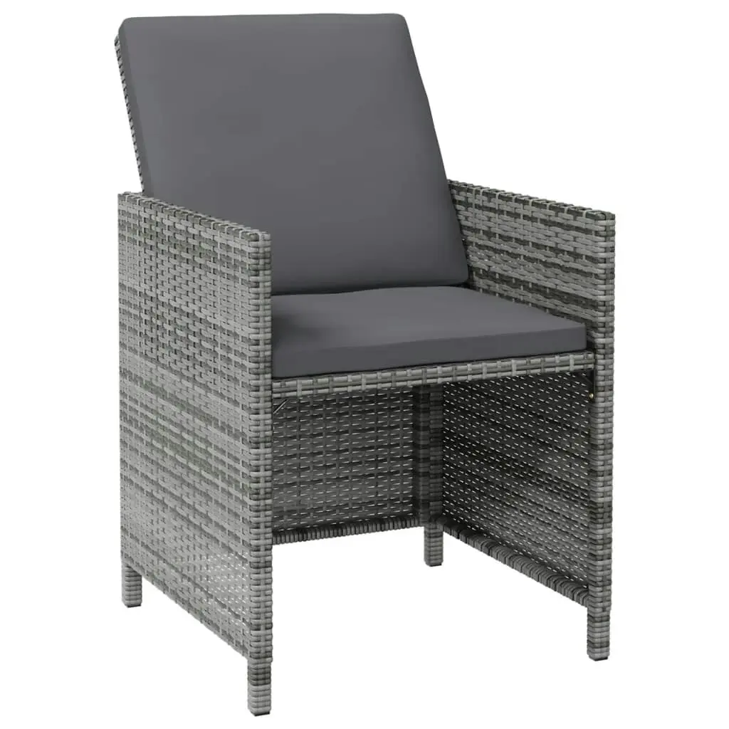 4 Piece Garden Chair and Stool Set Poly Rattan Grey 316753