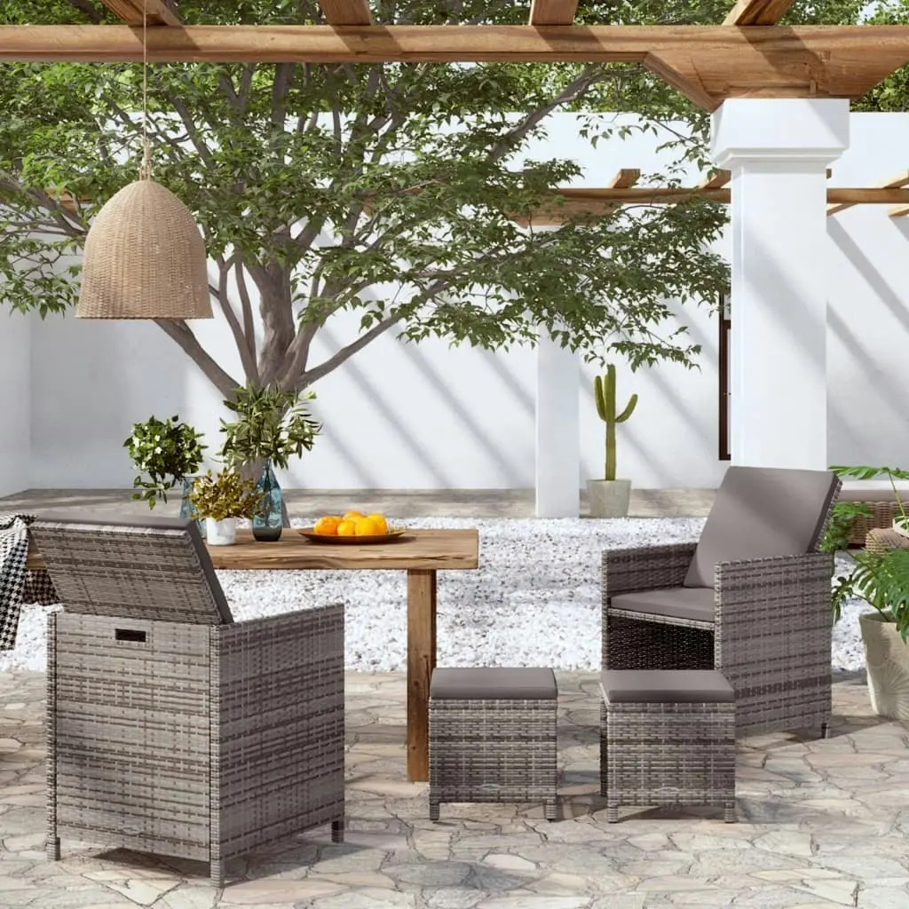 4 Piece Garden Chair and Stool Set Poly Rattan Grey 316753