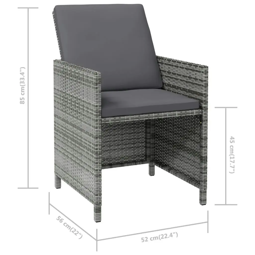 4 Piece Garden Chair and Stool Set Poly Rattan Grey 316753