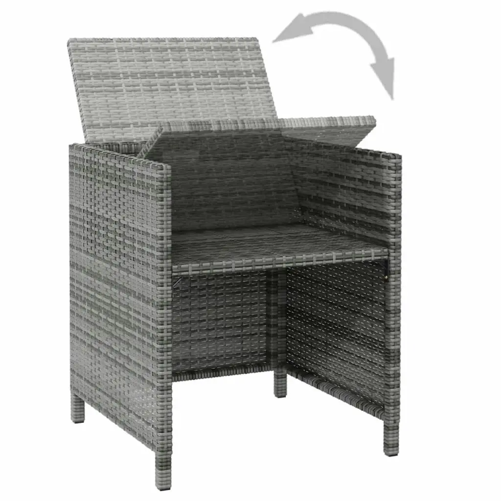 4 Piece Garden Chair and Stool Set Poly Rattan Grey 316753