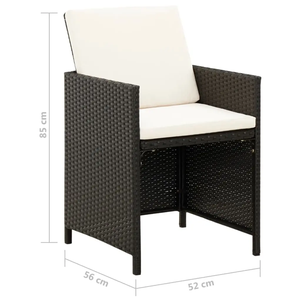 4 Piece Garden Chair and Stool Set Poly Rattan Black 316751