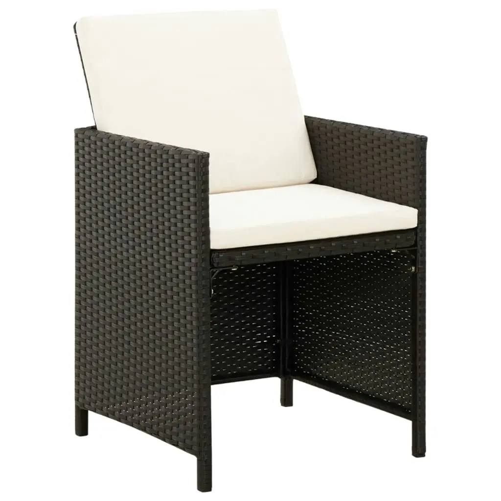 4 Piece Garden Chair and Stool Set Poly Rattan Black 316751