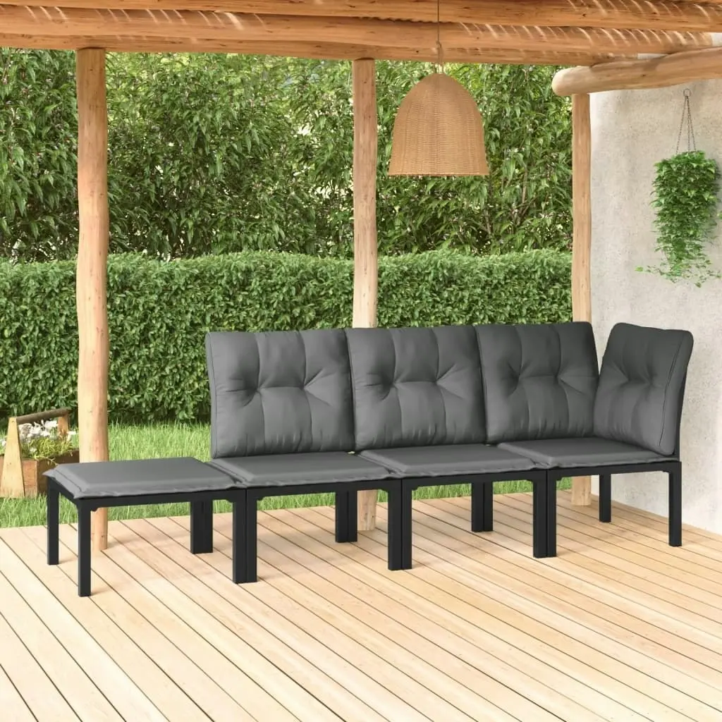 4 Piece Garden Lounge Set Black and Grey Poly Rattan 362805