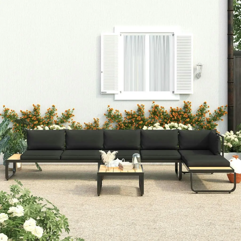 4 Piece Garden Corner Sofa Set with Cushions Aluminium and WPC 48653