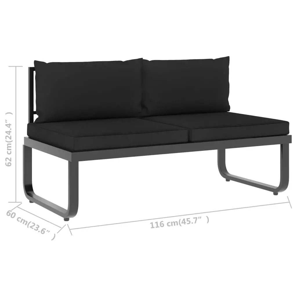 4 Piece Garden Corner Sofa Set with Cushions Aluminium and WPC 48653