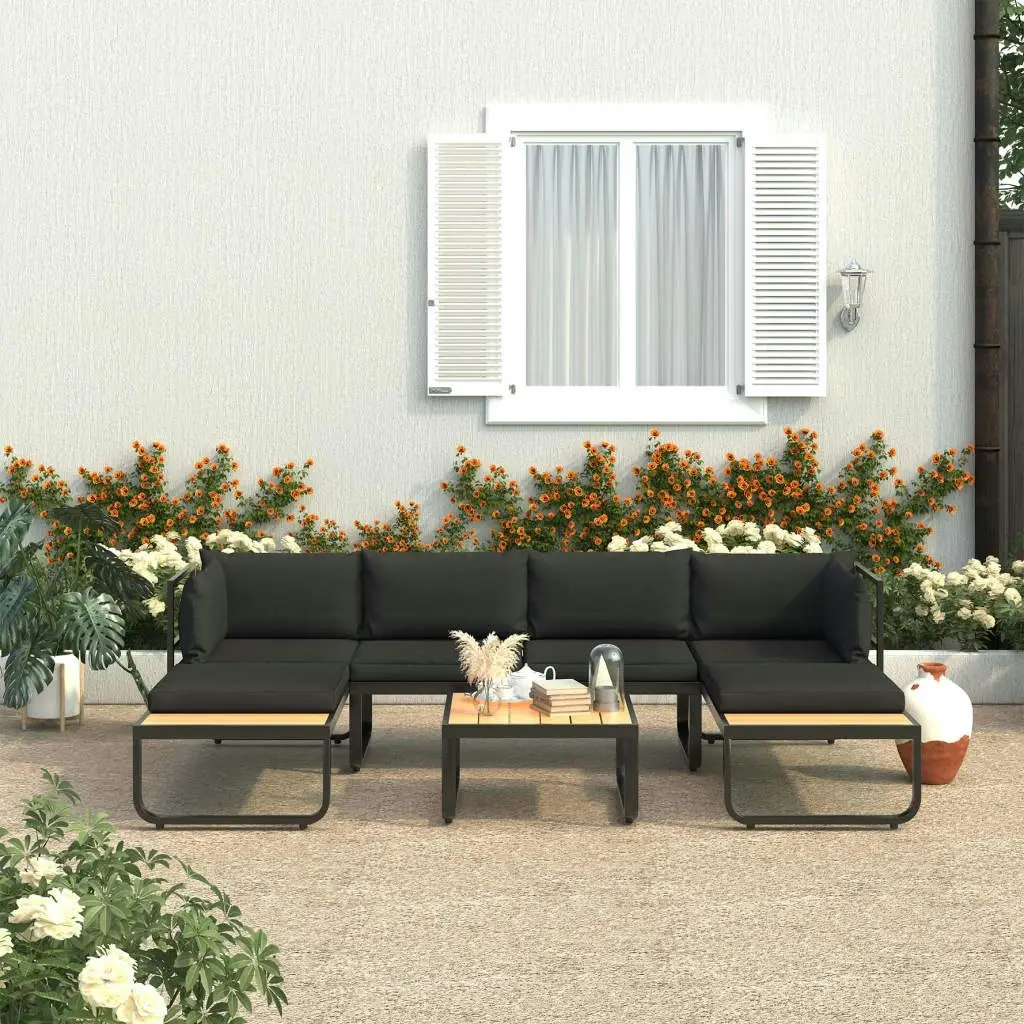 4 Piece Garden Corner Sofa Set with Cushions Aluminium and WPC 48654