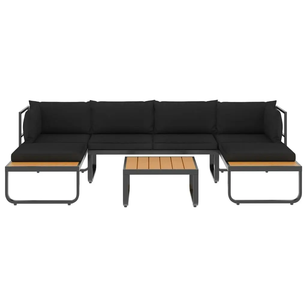 4 Piece Garden Corner Sofa Set with Cushions Aluminium and WPC 48654