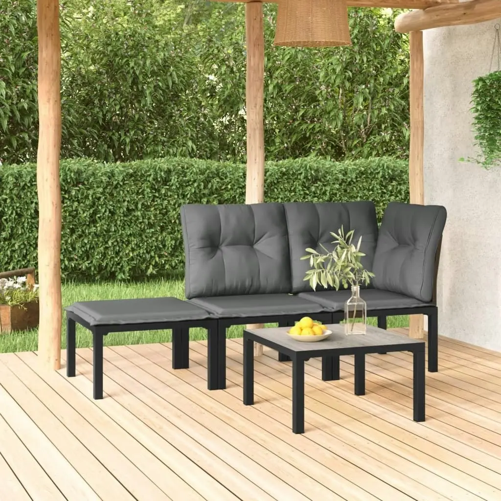 4 Piece Garden Lounge Set Black and Grey Poly Rattan 362804