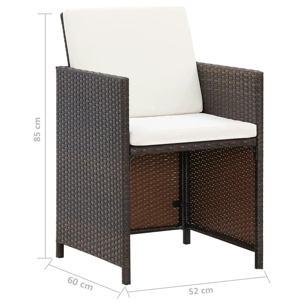 4 Piece Garden Chair and Stool Set Poly Rattan Brown 316780