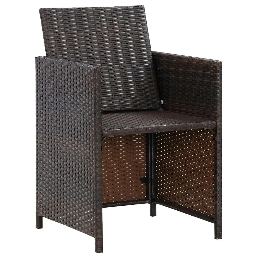 4 Piece Garden Chair and Stool Set Poly Rattan Brown 316780