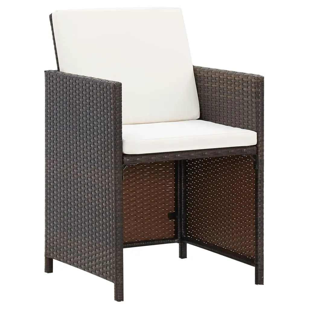 4 Piece Garden Chair and Stool Set Poly Rattan Brown 316780