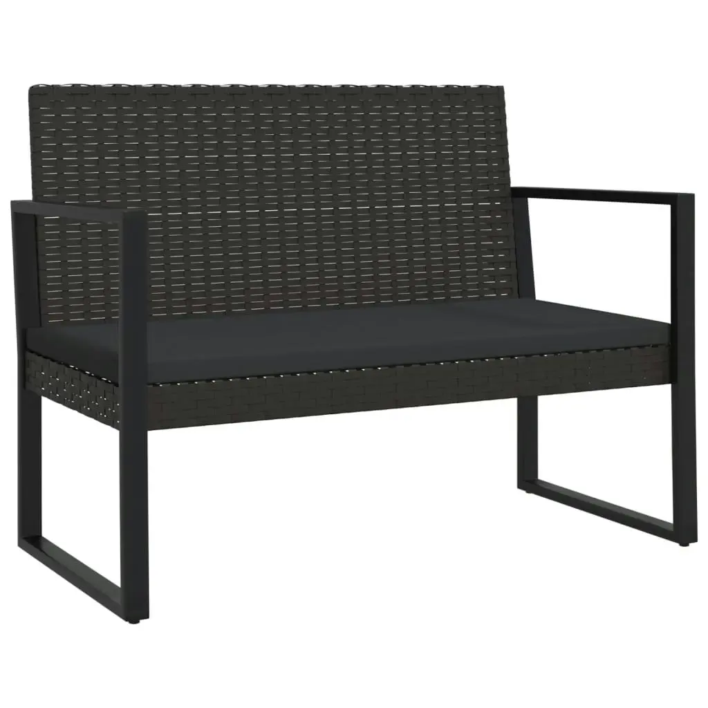 4 Piece Garden Lounge Set with Cushions Black Poly Rattan 319199