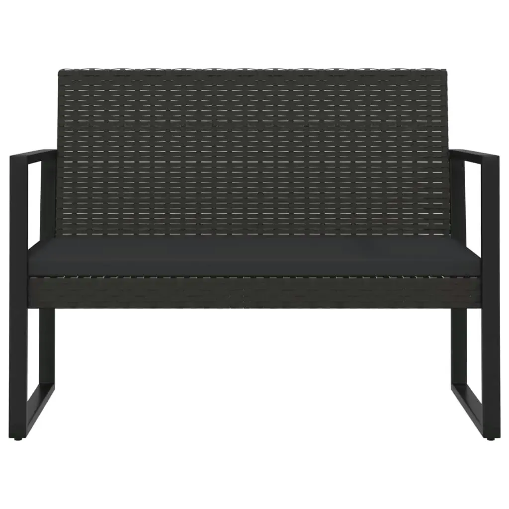 4 Piece Garden Lounge Set with Cushions Black Poly Rattan 319199