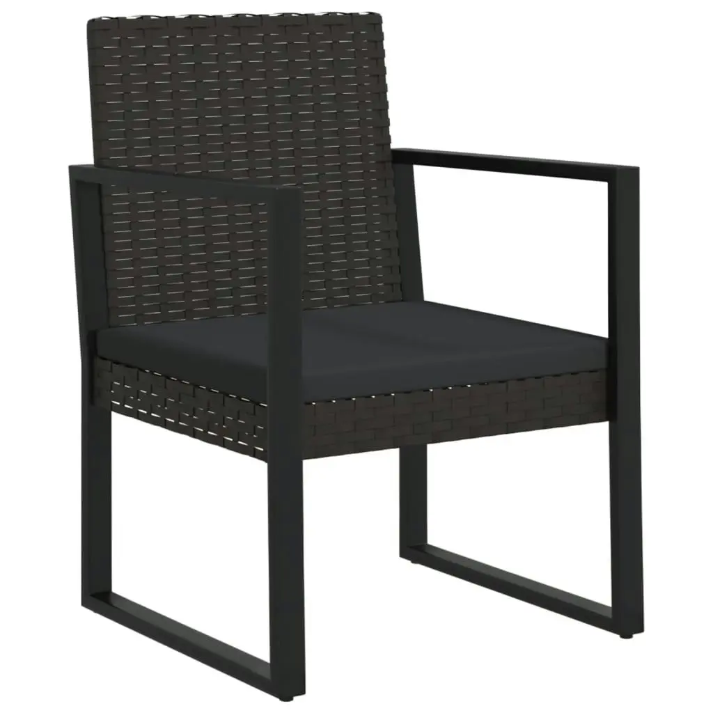 4 Piece Garden Lounge Set with Cushions Black Poly Rattan 319199