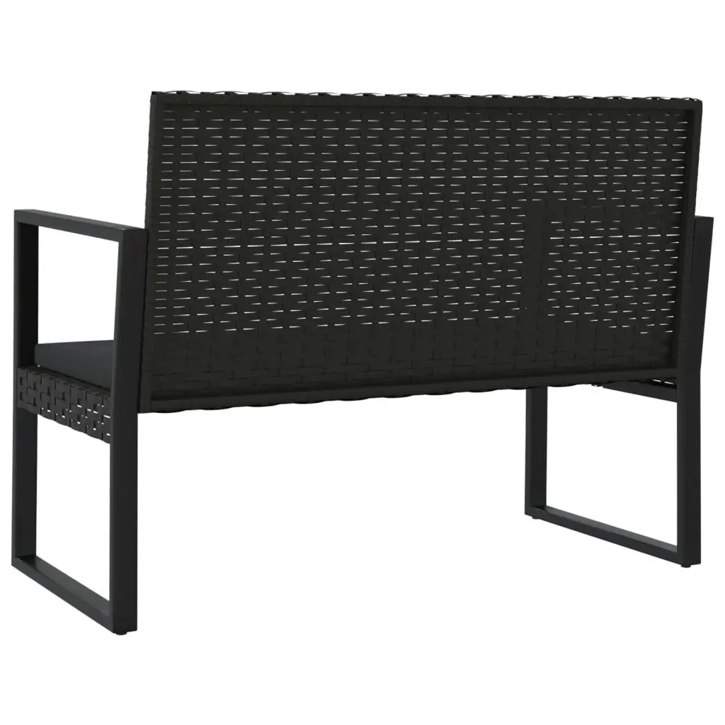 4 Piece Garden Lounge Set with Cushions Black Poly Rattan 319199