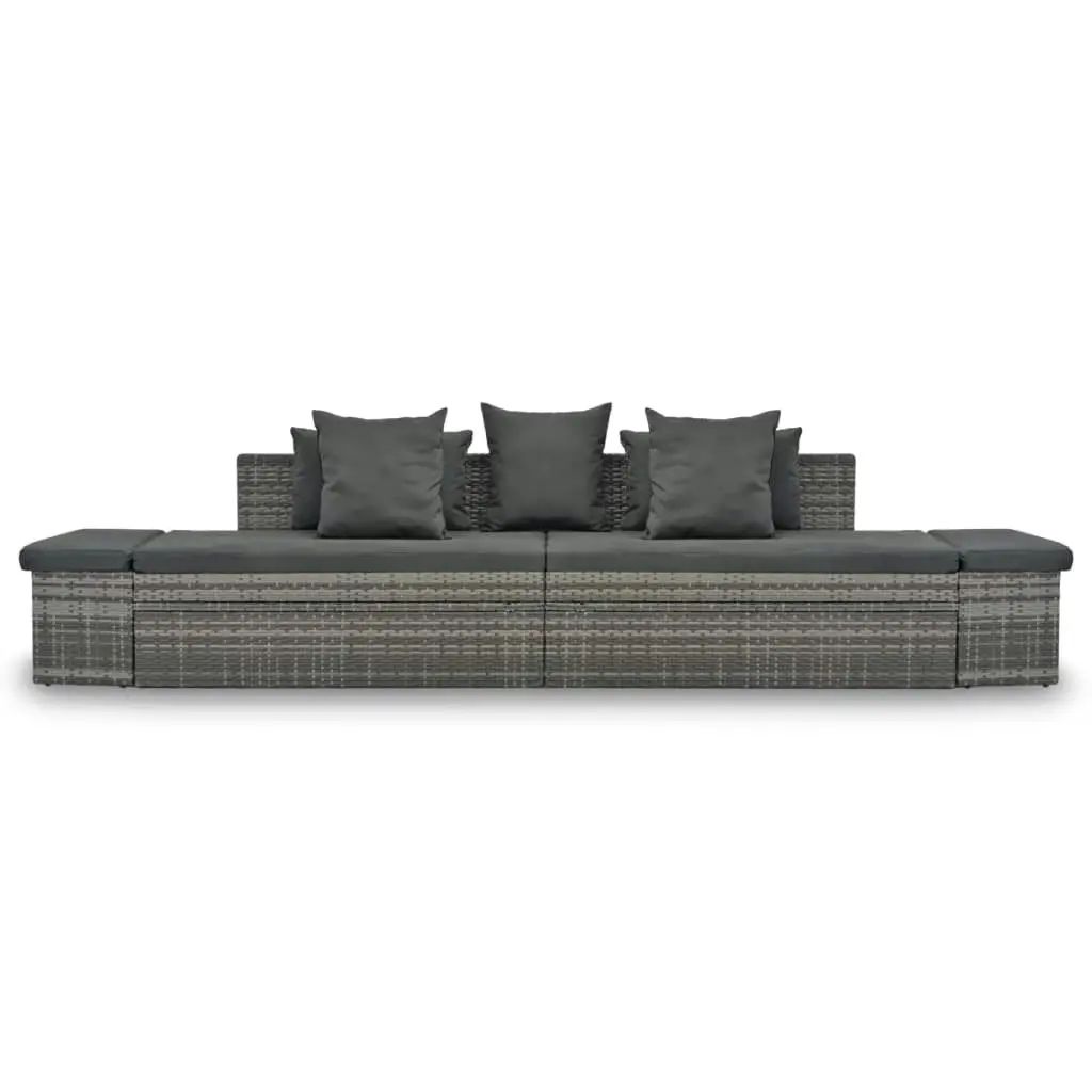 4 Piece Garden Lounge Set with Cushions Poly Rattan Grey 44724