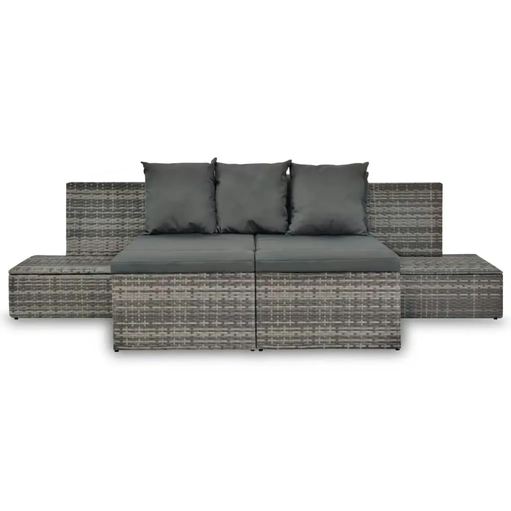 4 Piece Garden Lounge Set with Cushions Poly Rattan Grey 44724