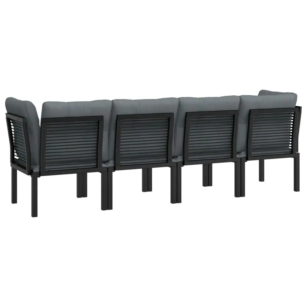 4 Piece Garden Lounge Set Black and Grey Poly Rattan 362802