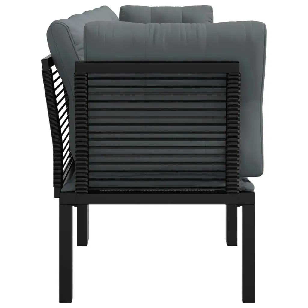 4 Piece Garden Lounge Set Black and Grey Poly Rattan 362802