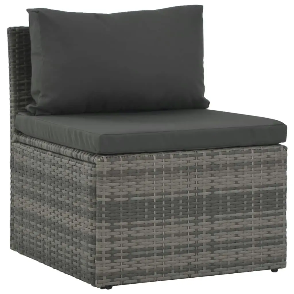 4 Piece Garden Lounge Set with Cushions Poly Rattan Grey 44723