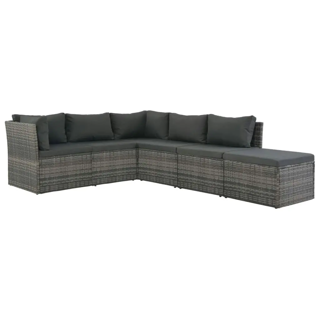 4 Piece Garden Lounge Set with Cushions Poly Rattan Grey 44723