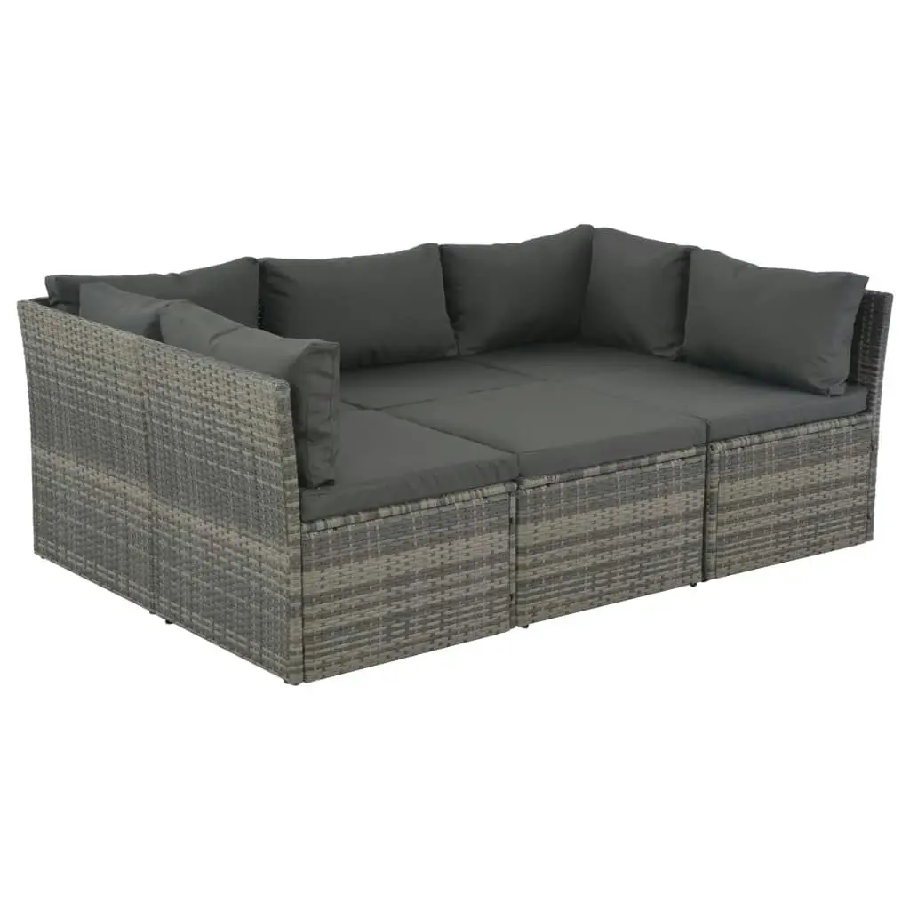 4 Piece Garden Lounge Set with Cushions Poly Rattan Grey 44723