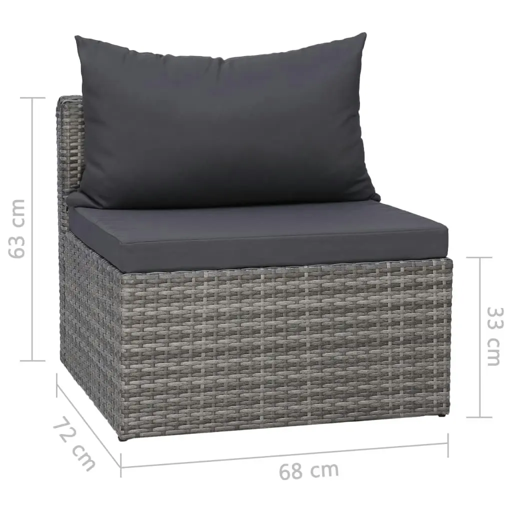 4 Piece Garden Sofa Set with Cushions Grey Poly Rattan 44164