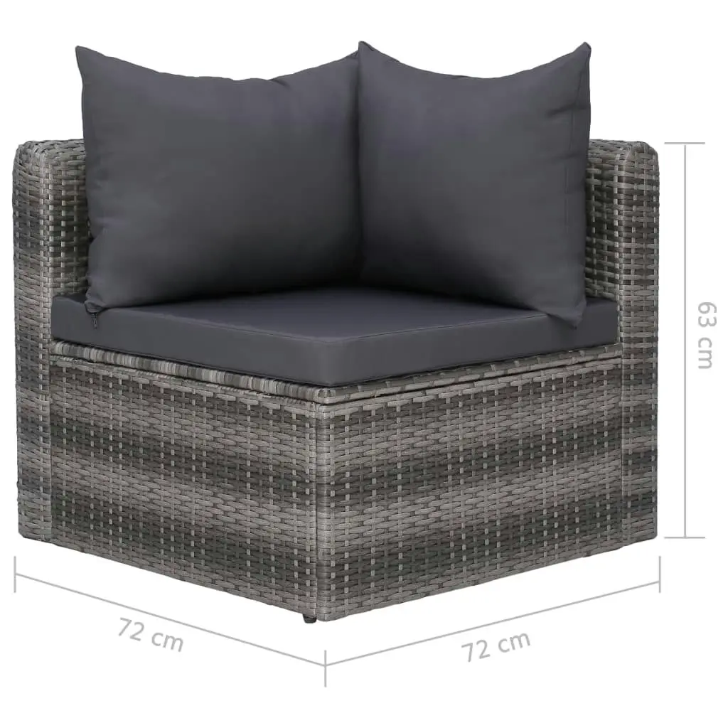 4 Piece Garden Sofa Set with Cushions Grey Poly Rattan 44164