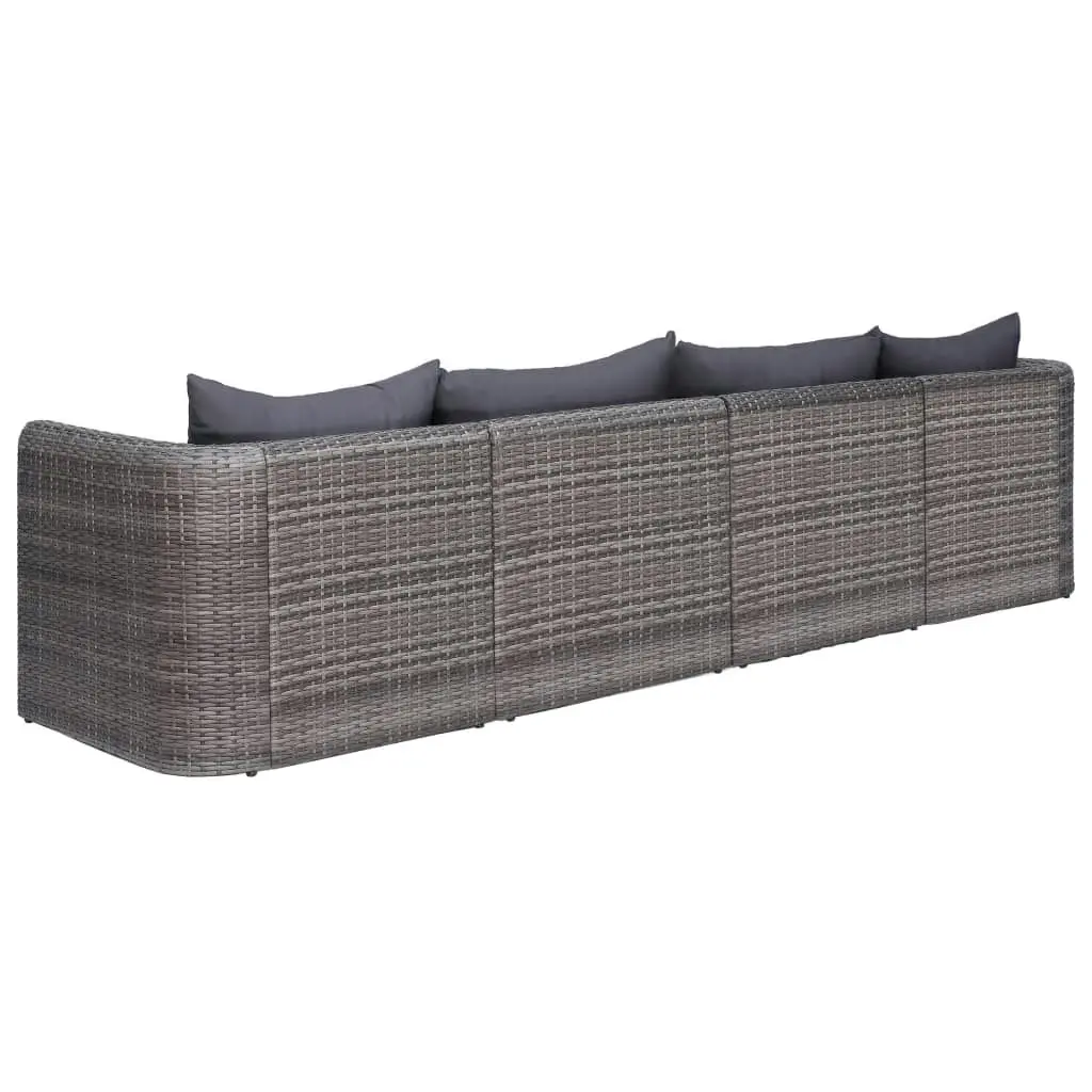 4 Piece Garden Sofa Set with Cushions Grey Poly Rattan 44164