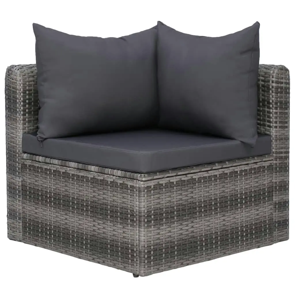 4 Piece Garden Sofa Set with Cushions Grey Poly Rattan 44164